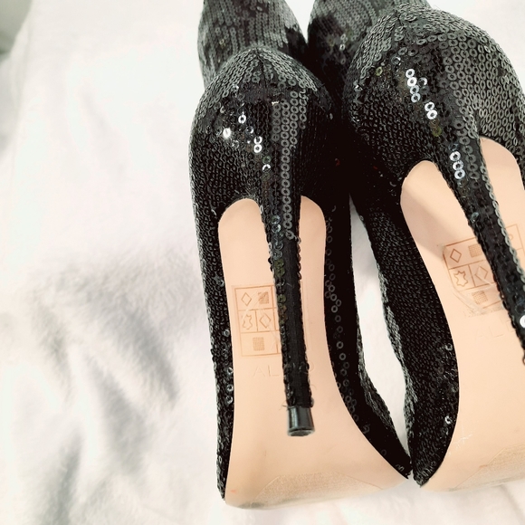 Aldo Cirelle Black Sequin Boots Size 8 US - Picture 13 of 15